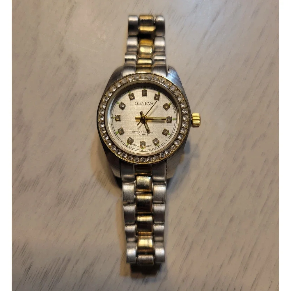 Watch, Women's Geneva Quartz, Silver Tone with Gold Tone Accents Needs Battery
